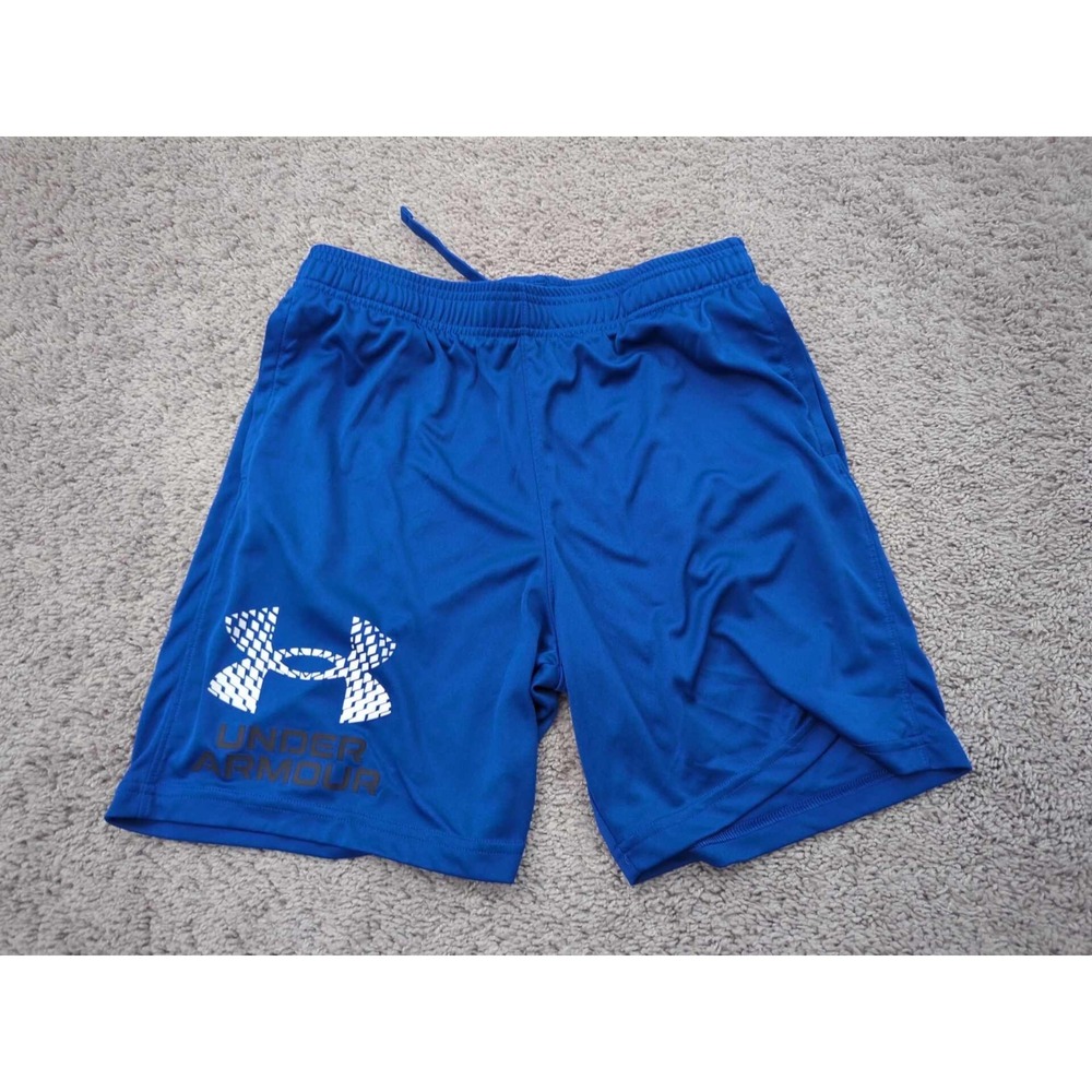 Under Armour Shorts Youth Boys XL Blue‎ Pull On Tech Logo Loose Athletic